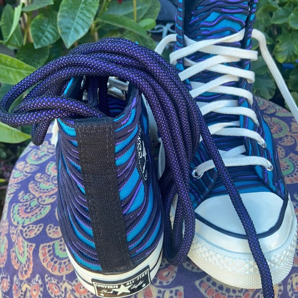 New Chuck 70 Blue Knit Converse Hi Top Sneakers - Picture 6 of 16